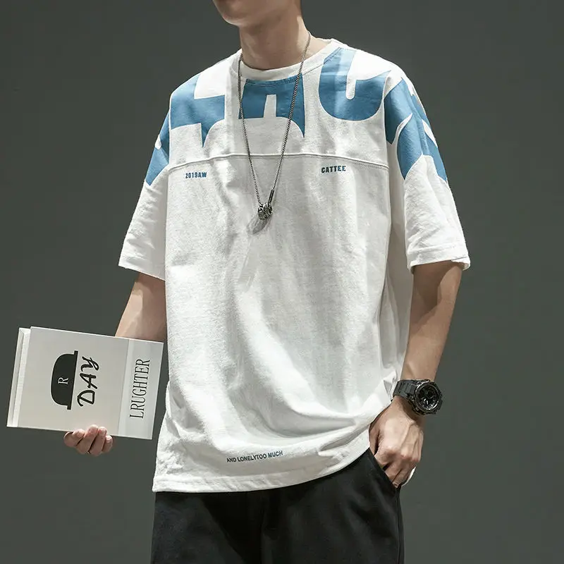 

Hip Hop Impression Half Sleeve Men's Summer Tendency Personality Shirt Top Short Sleeves Japanese Men's Fashions Loosen Korean