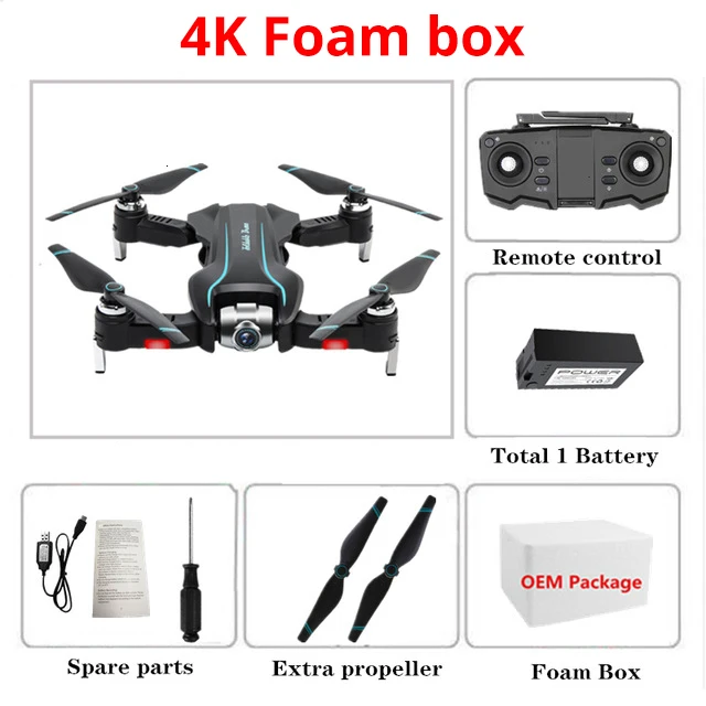 FoamBox4K Wifi Дрон 4K HD с регулируемой широкоугольной камерой FPV в режиме реального времени воздушный видео складной Квадрокоптер жесты фото RC Дрон игрушки - Цвет: FoamBox4K