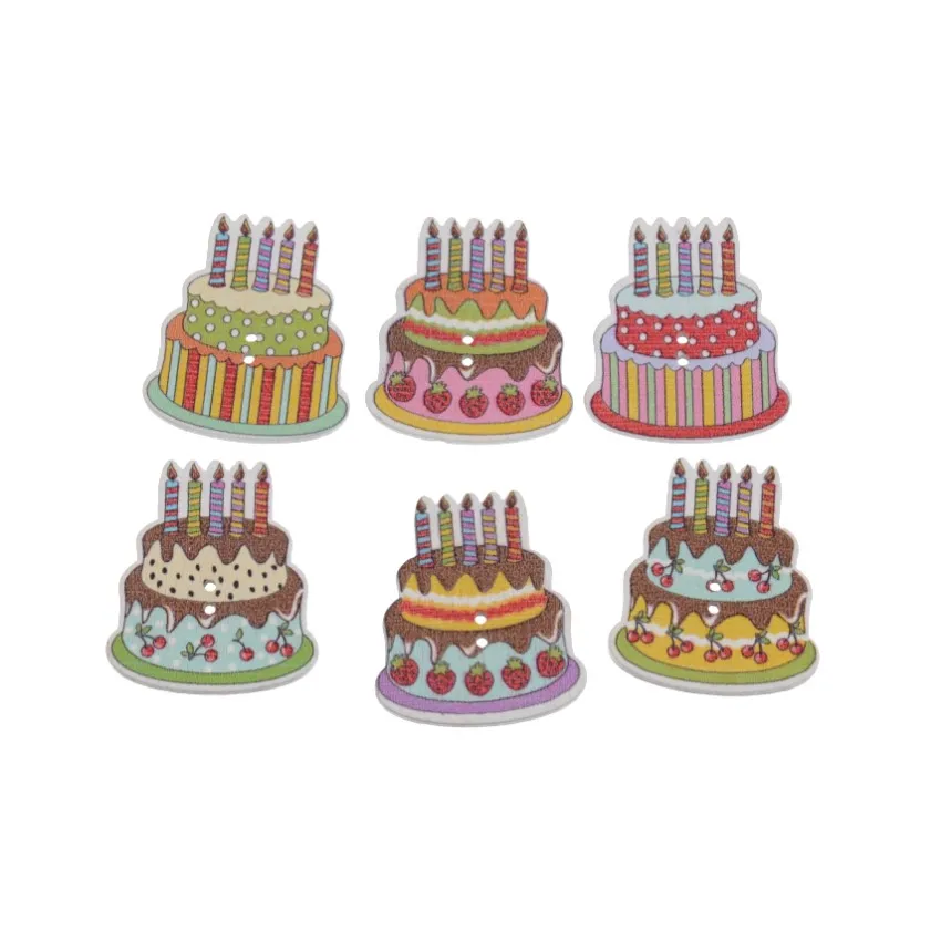 Бесплатная доставка в розницу 20 шт. смешанные с 2 отверстиями Мультяшные торты на