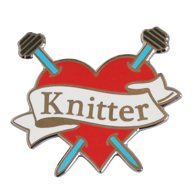 Вязание брошь вязаный значок красное сердце эмали штырь иглы произведения