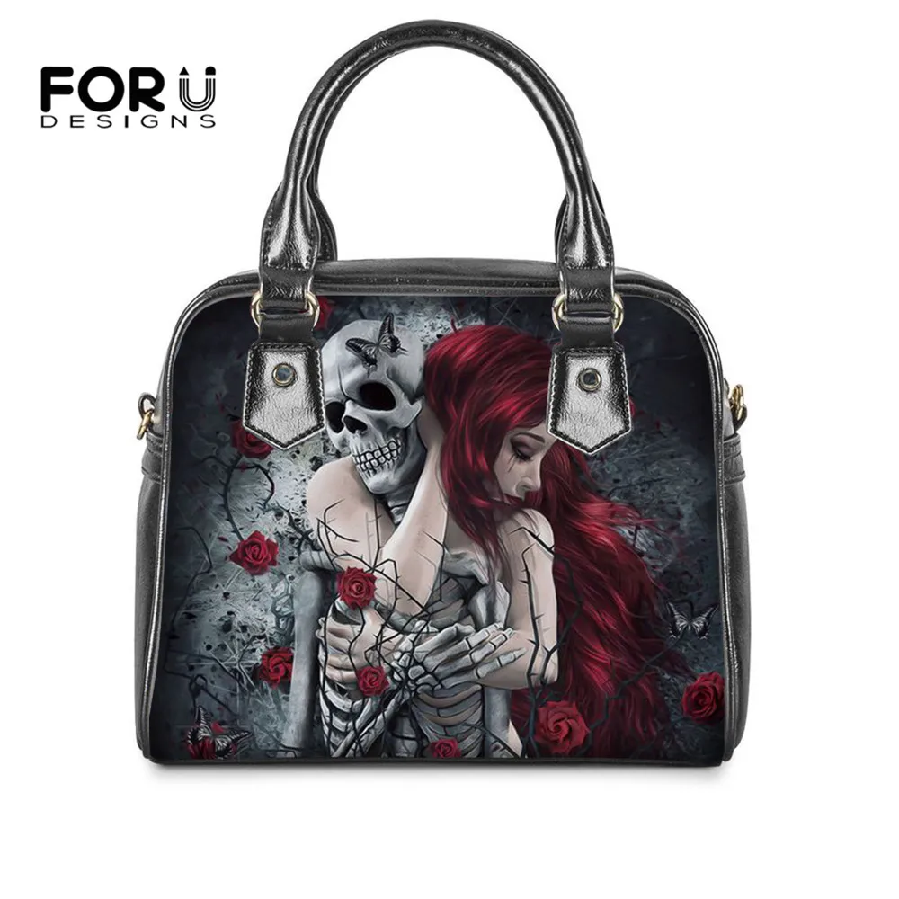 

FORUDESIGNS Sugar Skull Design Fashion Women Casual Shoulder Bags Ladies Luxury PU Leather Cross Body Bags Female Tote Bags