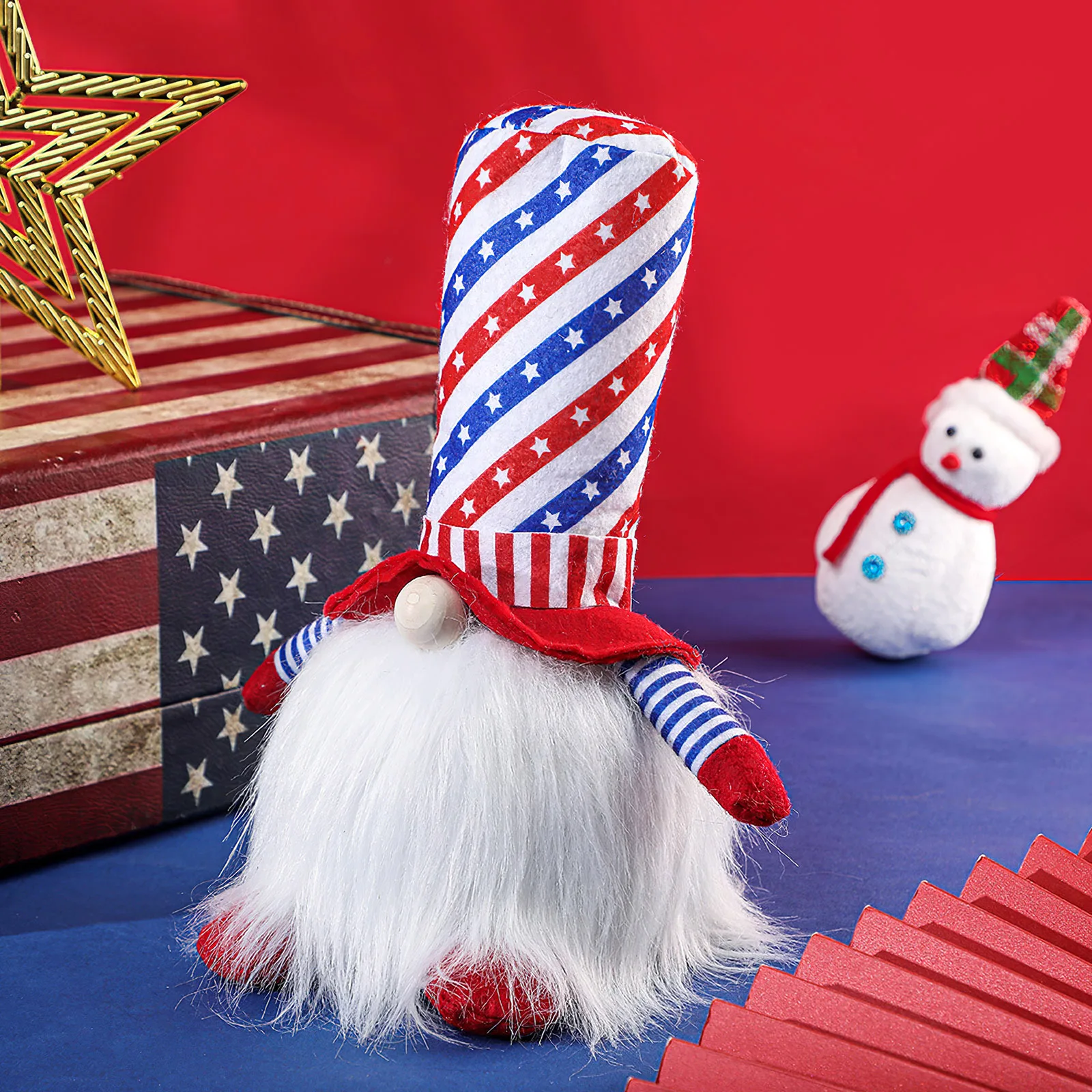 

U.S. Independence Day Dwarf Plush Doll Ornaments Top Hat Dwarf DollDesktop Decoration Decorative Doll For Independence Day,