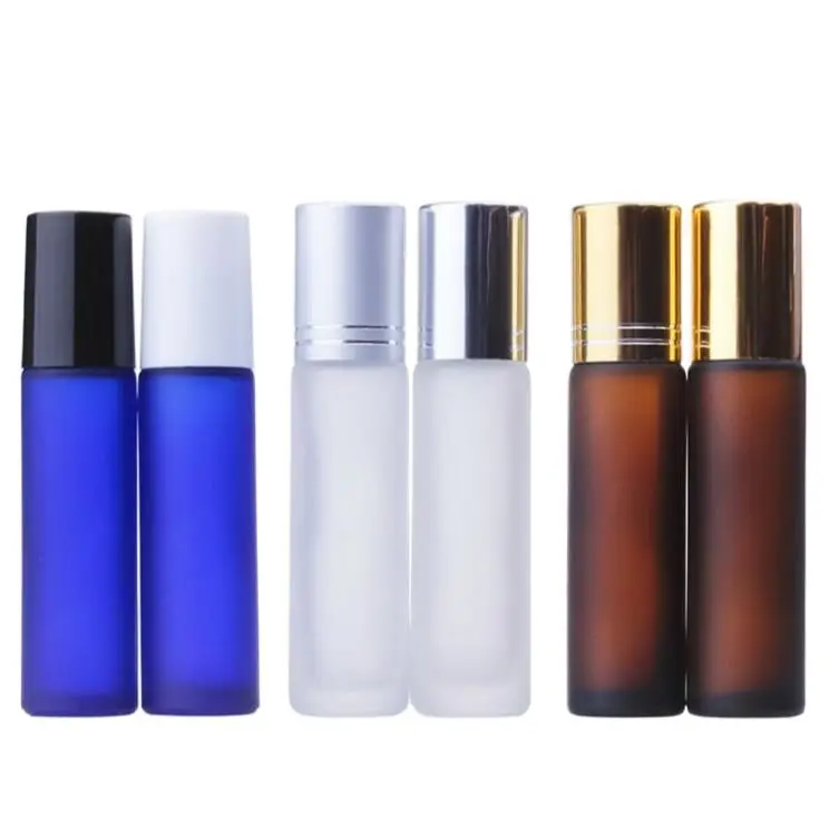 10ml frosted glass bottle steel/glass roll ball silver/gold/black/white lid eye cream/perfume/essentialoil deodorant skin care | Красота и