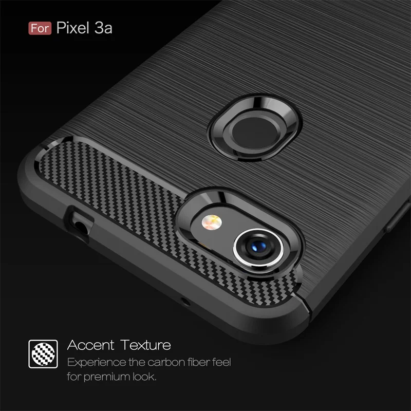For Google Pixel 4 3 3a 2 case Luxury Slim Armor Soft Silicone Back Cover for Pixel 6 5a 4XL 3a XL 2 XL Brushed Carbon Fiber