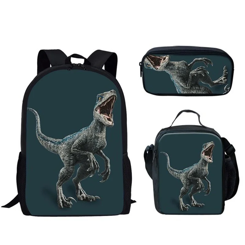 

2021 New Hot School Bag Set for Teenager Girl Dinosaur Backpack Children Student School Rucksack 3D Dino Animal Print Book Bag