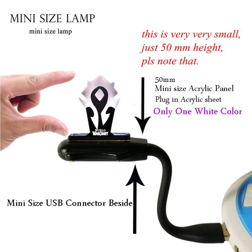 Mini USB Lamp WOW 3D визуальная Таблица лампа World of Warcraft символика Орды RGB 7 красочная USB мини лампа светодиодный ночник лампа для праздника - Испускаемый цвет: Mini USB Lamp