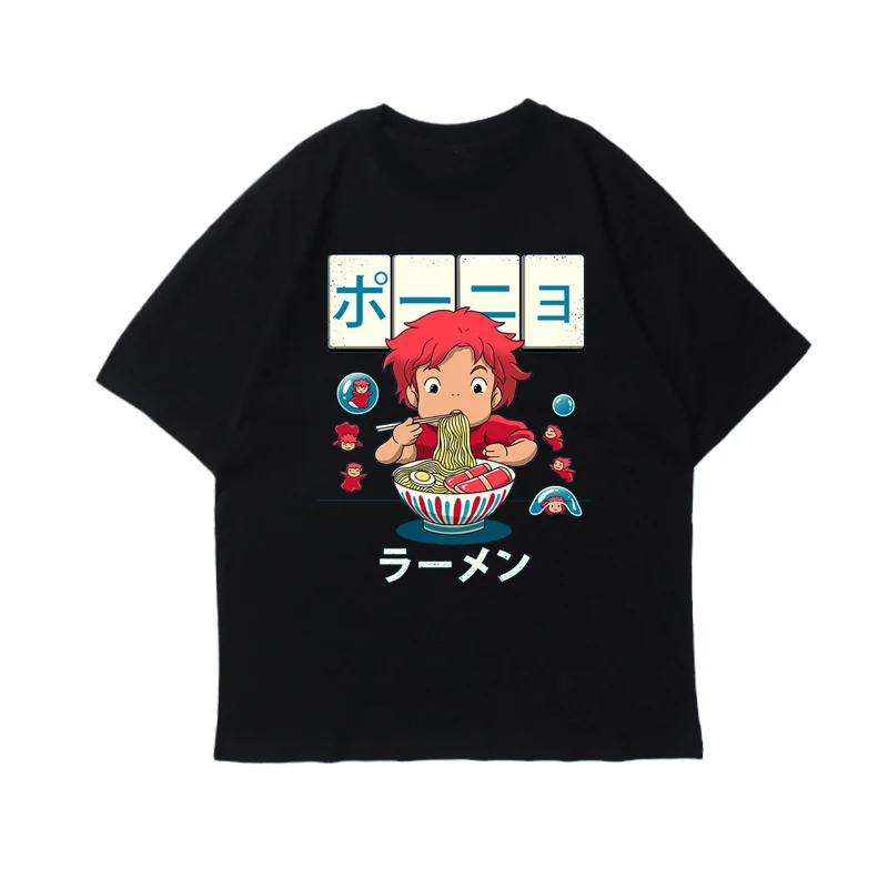 

2021 korean Cute Cartoon Noodles Cat Casual Ulzzang Tee Tops Punk Clothes Harajuku Vintage Oversized Album Print T Shirt