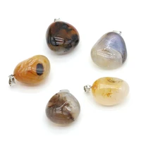 small pendant for jewelry making diy necklace earring accessories irregular natural stone yellow agate charms fashion women gift