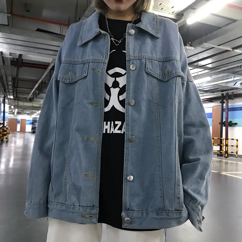 

Jackets Women Zip-up Spring Basic Denim Coat Retro Womens Tops Ulzzang Loose Student Cowboy Daily Female Fashion Simple Elegant