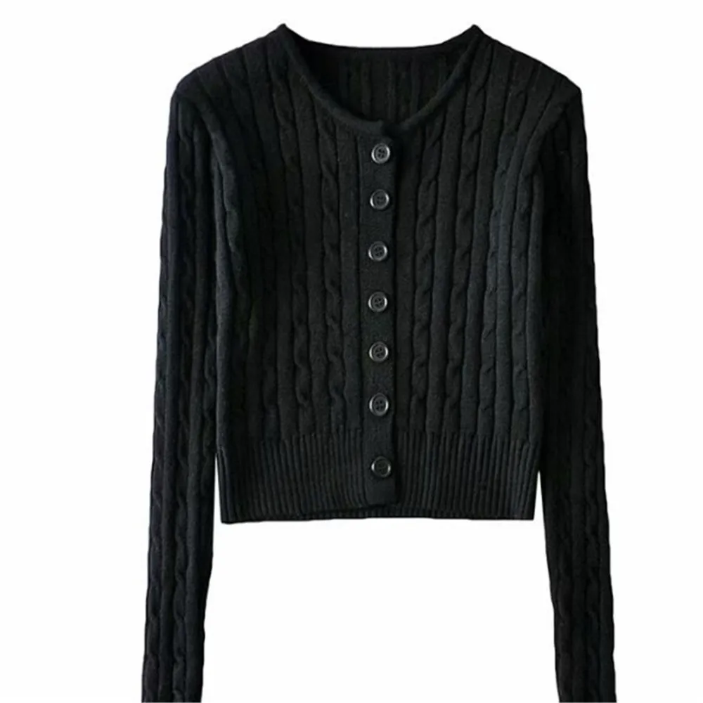 Женский вязаный кардиган с длинным рукавом весенний короткий свитер в