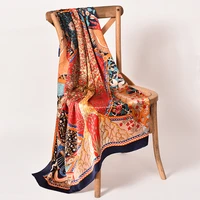 135x135cm hangzhou silk square scarves women 2021 spring pure silk neckscarf large bandana bufanda printed shawls foulard femme
