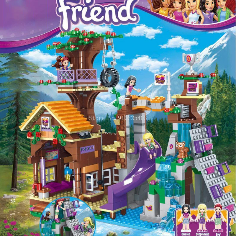 

Adventure 872PCS Friends Camp Character Building Blocks Tree House Girl Bricks Toys For Children Christmas Gifts Kids Model