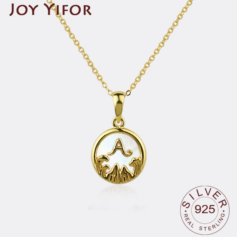 

925 стерлингового серебра для женщин, модная новинка, ювелирное изделие, высокое качество письма золото ретро простое ожерелье с подвеской Д...