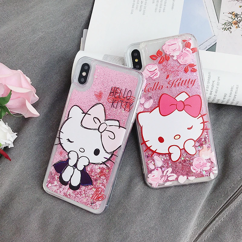 Защитный чехол с жидкостью для iPhone 6 Plus 7Plus 8 7 X XS XR Xs Max мультяшный iphone 11 11Pro