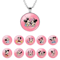 disney mickey mouse cartoon pattern trendy glass dome pendant necklace for girls party gifts cabochon jewelry hot sale dsy199