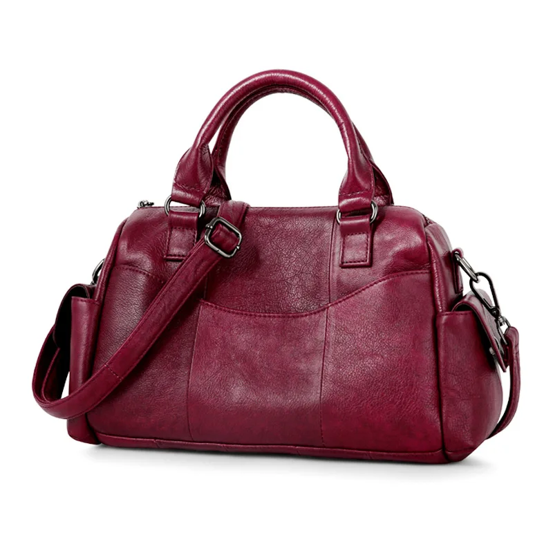 2020 винтажная мягкая Бостонская сумка из натуральной воловьей кожи Простые