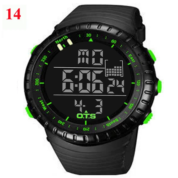 green black 5 штук в партии, OTS 7005, Мужские Цифровые спортивные часы для дайвинга, 50 м, водонепроницаемые армейские военные часы, мужские Модные Повседневные часы - Цвет: green black