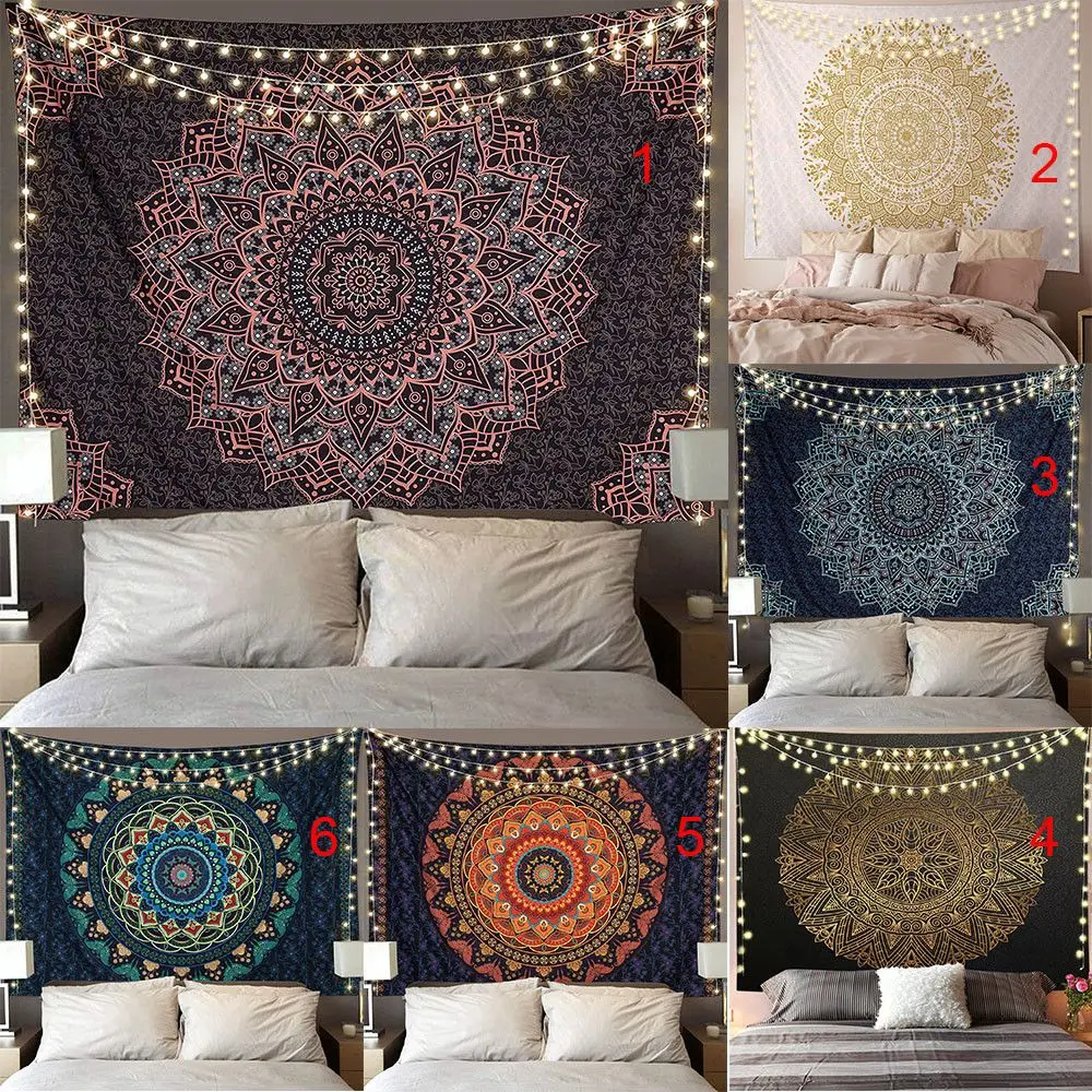 Комнатный Декор палатка Плед Ковер богемный Кемпинг Мандала гобеленовое одеяло