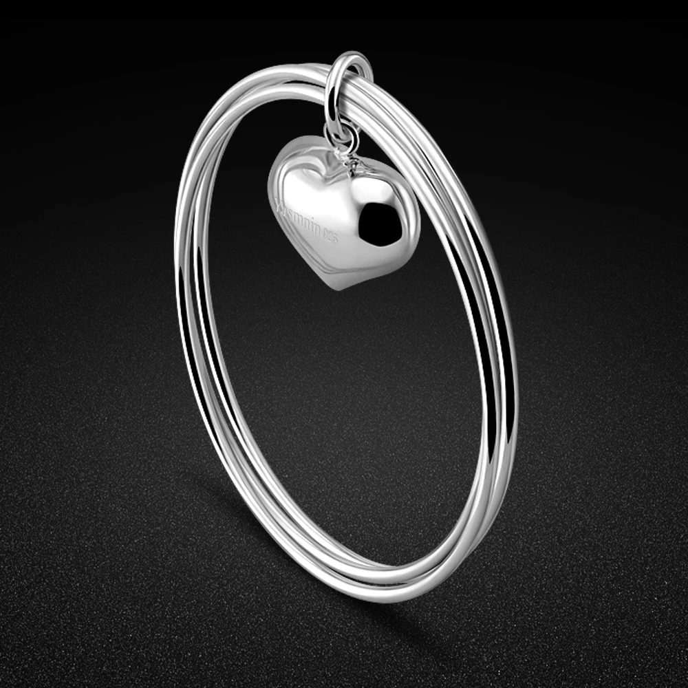 Модный женский браслет из стерлингового серебра 925 пробы 3 Круглый Классическая