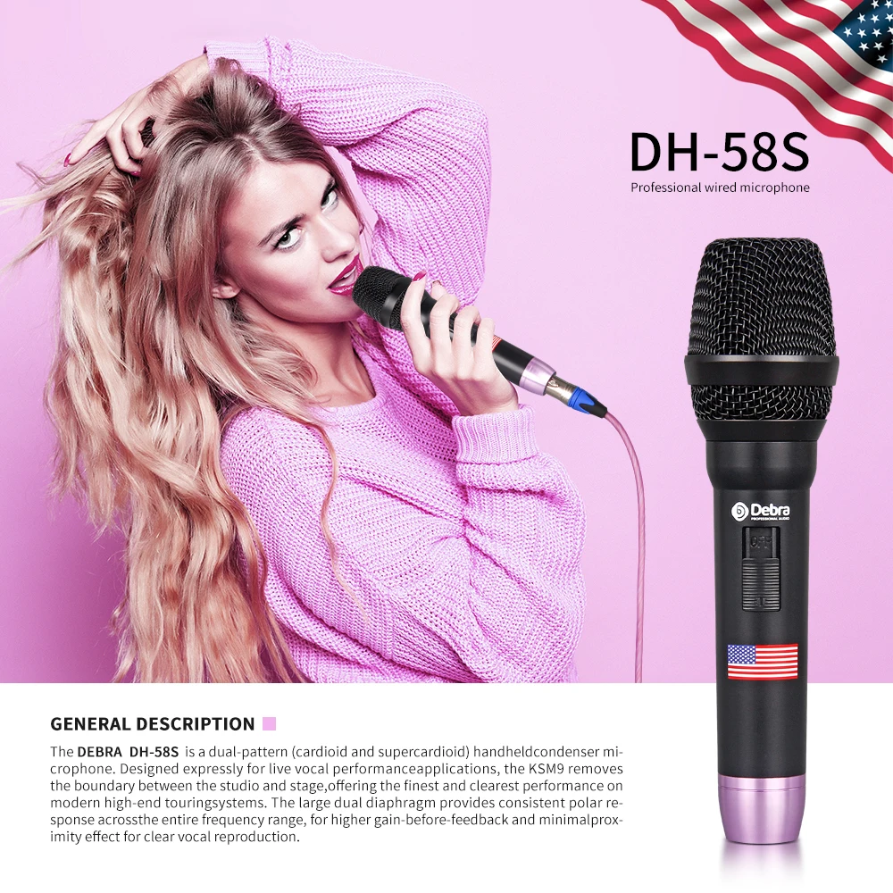 Debra DH 58S (черный) Высокое качество проводной Ручной вокальный микрофон для