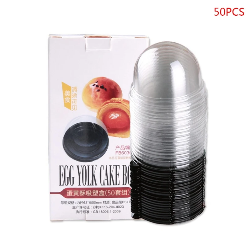 

50 Sets Round Moon Cake Trays Mooncake Yolk Crisp Package Box Container Holder
