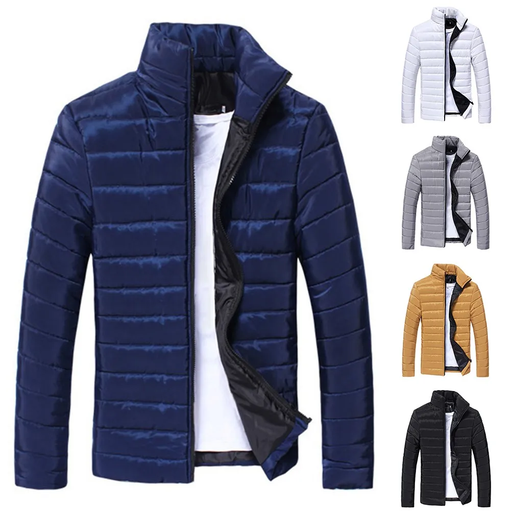 

New Brand Autumn Winter Light Down Jacket Men Warm Hooded Coat Stand Collar Zip Outwear Lightweight Youth Slim Large Plus Size