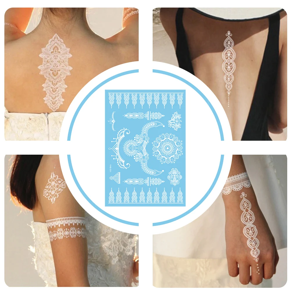 

5 Sheets Temporary Tattoo Henna Lace Mehndi Tattoo Waterproof Body Stickers For Beautiful Body Art Stickers For All Ages