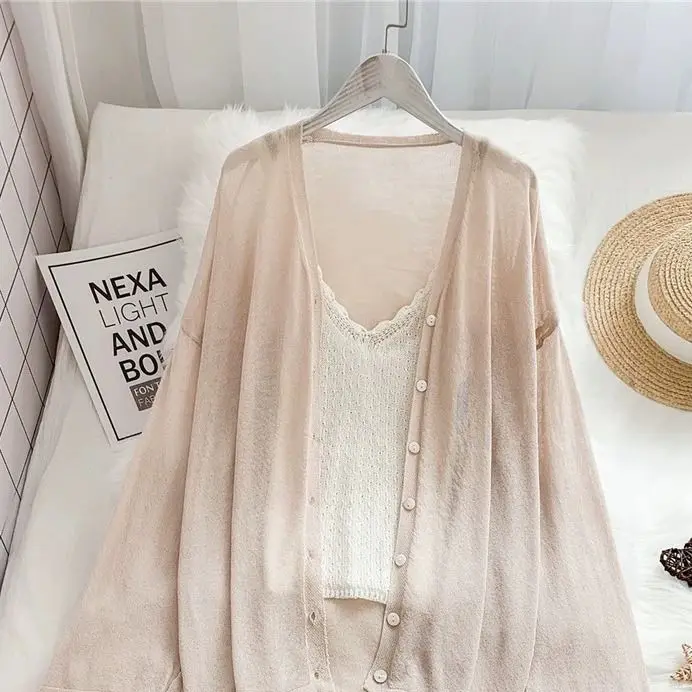 Женский вязаный кардиган с v-образным вырезом повседневный тонкий