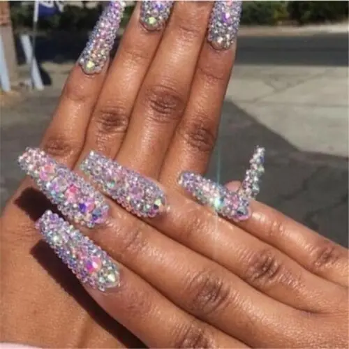 

Glitter Nail Art Crystal AB Diamond Gems Rhinestone Glass Flat Back Acrylic 3D Nails Decoration