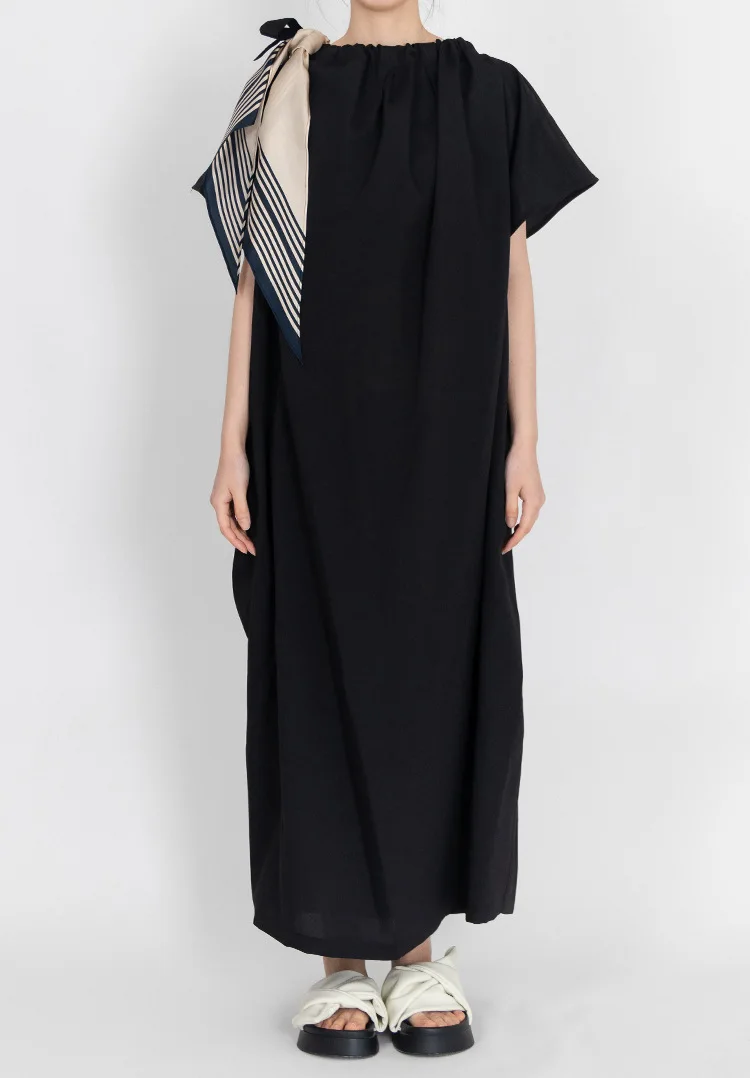

DEAT 2021 New Summer Fashion Women Clothes Round Neck Flying Sleeves Pullover Loose Long Dress Female Vestido WS11601L