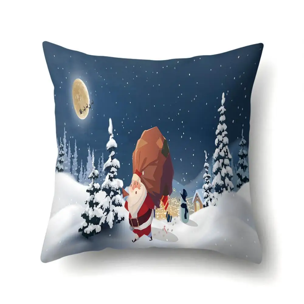 2BZ-40543-275 1Pcs Santa Pattern Christmas Cushion Cover 45*45 Decorative Throw Pillow Xmas New Year Home Decor Polyester Pillowcase 40543 - Цвет: 2BZ-40543-275