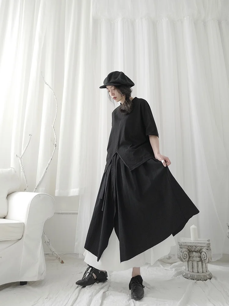 Dark Yamamoto Style half-length Skirt woman Chinese style personality Irregular Design Feeling Minority double-layer show thin s