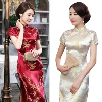 hot sale chinese traditional style women long cheongsam bridesmaid evening dress cheongsam vintage plum blossom side slit design