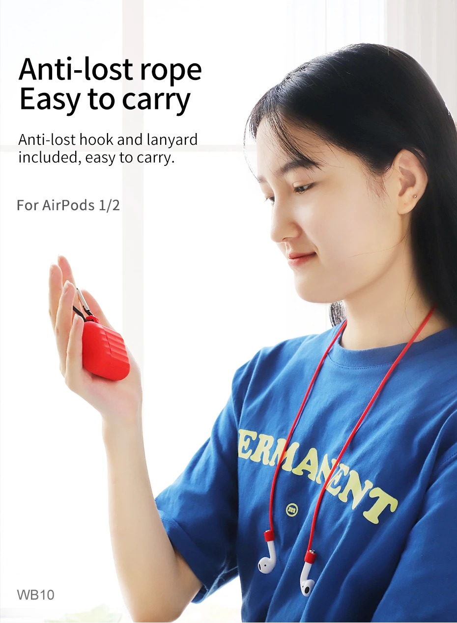 HOCO чехол для наушников для Apple Airpods, мягкий силиконовый чехол, цветной ультратонкий протектор для Air pods, чехол+ Подарок, не теряется