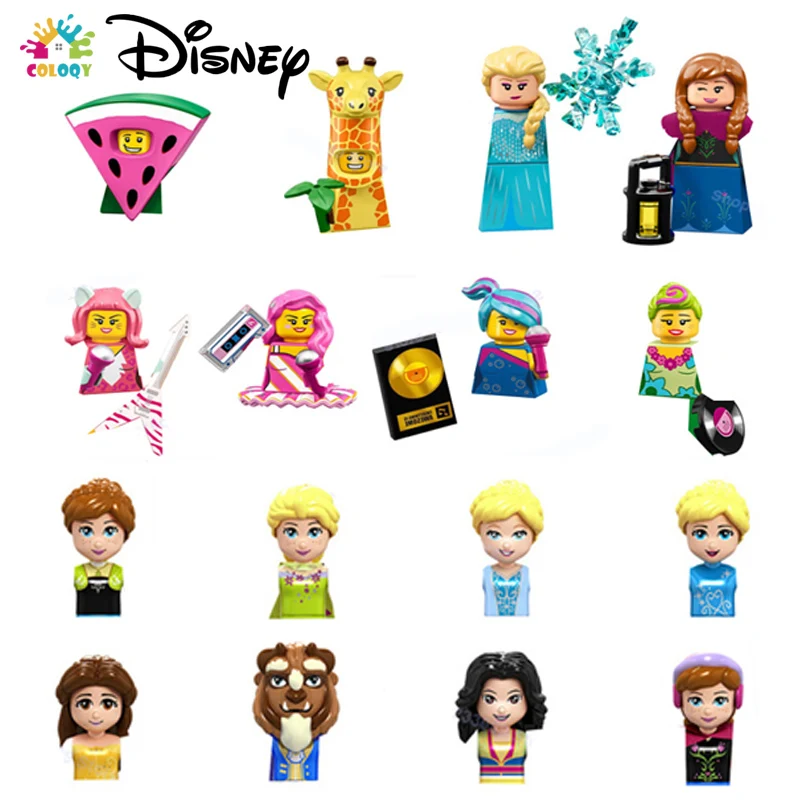 

Disney Blocks Mickey Minnie Building Blocks Frozen Princess Elsa Anna Action Figures Bricks Assemble DIY Toys For Girls Gifts