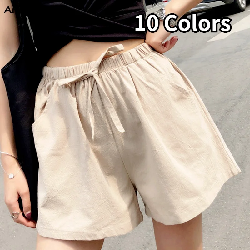 

Shorts Women Solid Elastic Waist Fashion Folds Students Lively Girls Casual All-match Pockets Loose Ulzzang Chic Tender Elegant