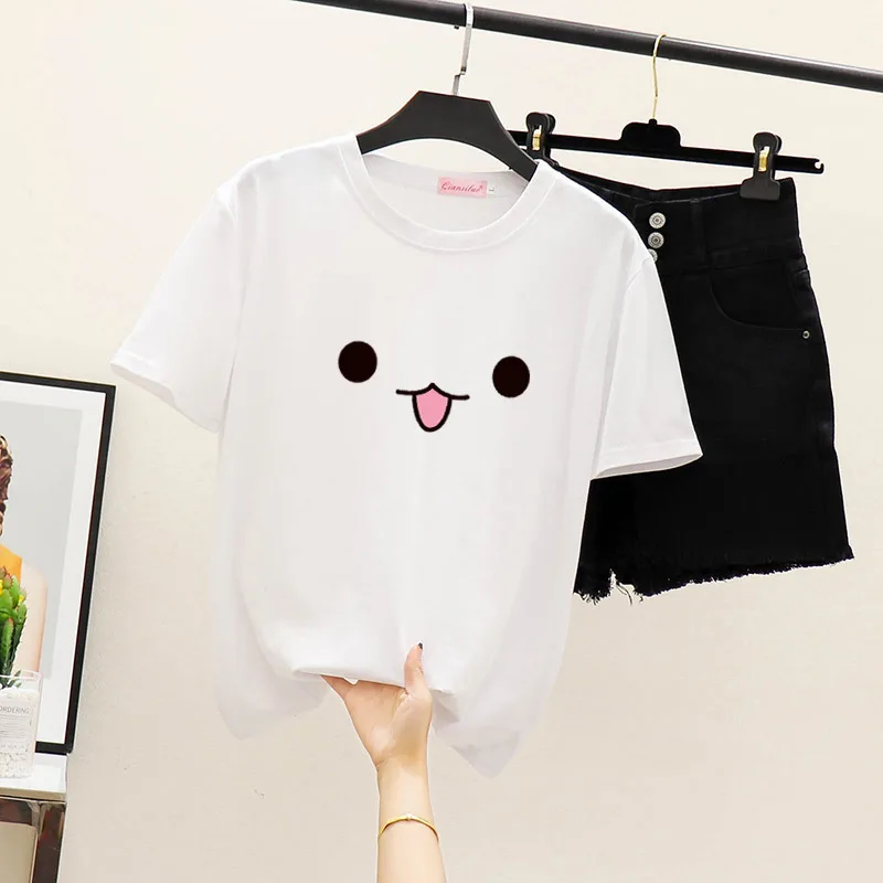 

Fashion Tops Short Sleeve O-neck Women T Shirts Casual Thin Style Female T-Shirt white