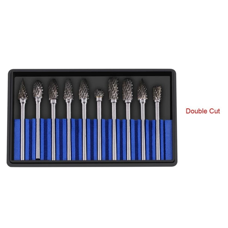 10Pcs/Box Rotary Burrs Metalworking Files Burr Bit Set 3Mm Shank 6Mm Cutting Head Diameter Promotion | Инструменты