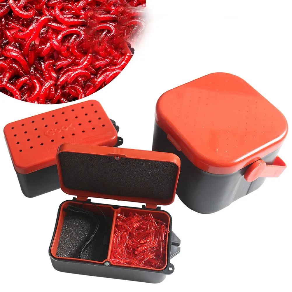 

Multifunctional 2 Compartment Bait Box Red Worm Earthworm Lure Box Breathable Hole Live Bait Box Breathable Bait Storage Box