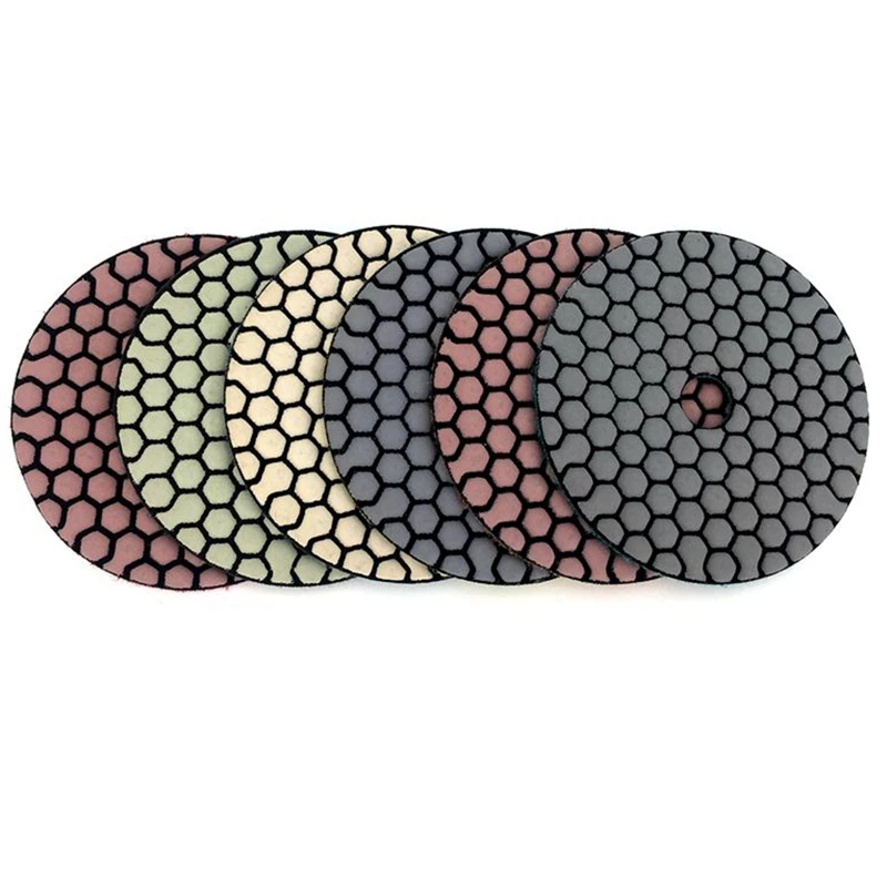 

6 Pcs 100 Mm Dry Polishing Pad 4 Inch Sharp Type Diamond Polishing Pads For Granite Marble Sanding Disc For Stone