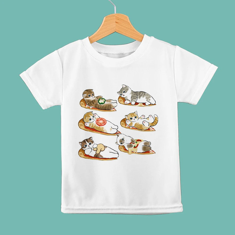 

Футболка Kawaii для маленьких кошек, Детская Новая летняя Милая модная детская футболка, красивая мультяшная футболка для девочек, топы для по...