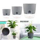 Цветочный горшок с системой полива ручная работа, 2-слойный самополивающийся цветочный горшок с контейнером для воды, круглый цветочный горшок, украшение для дома и сада