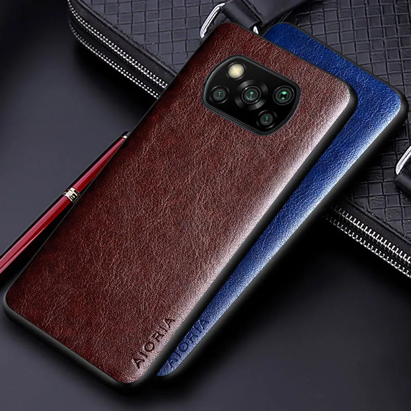 luxury pu leather case for xiaomi poco x3 nfc x3 pro with business solid color design phone cover for xiaomi poco x3 pro case free global shipping