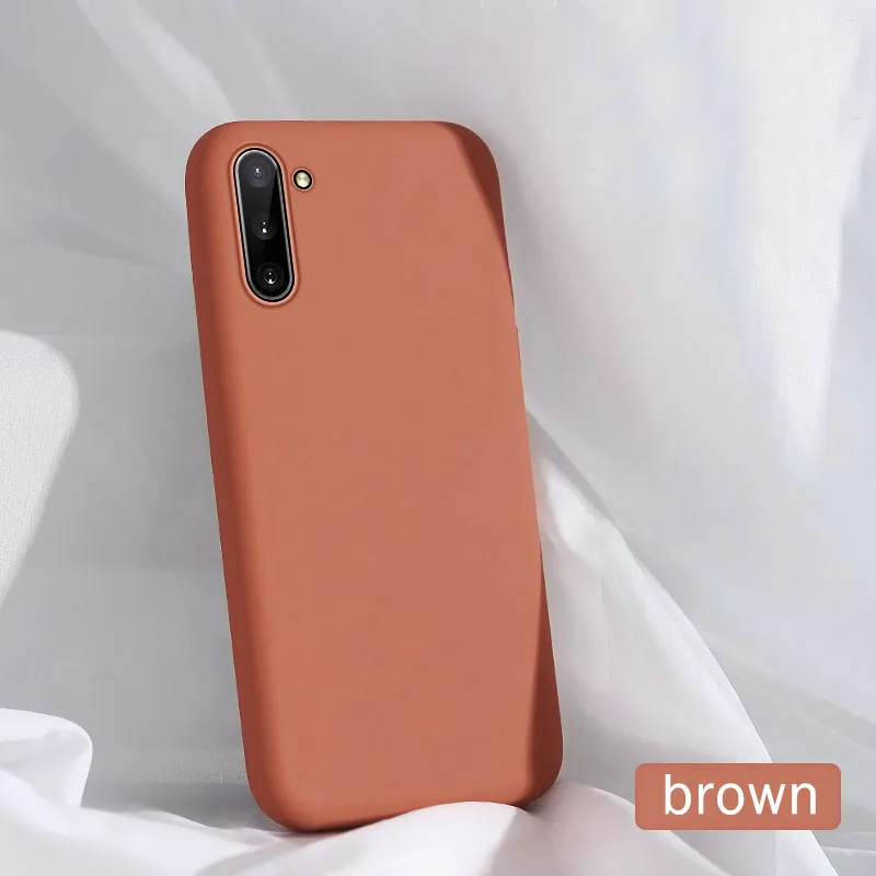Brown Жидкий силиконовый чехол для телефона для samsung самсунг Galaxy A50 A70 A50S A30S A40 A20 A10 S10 S9 S7 Примечание 10 8 9 плюс роскошный задняя крышка корпуса чехол s чехол нателефона чехлы - Цвет: Brown