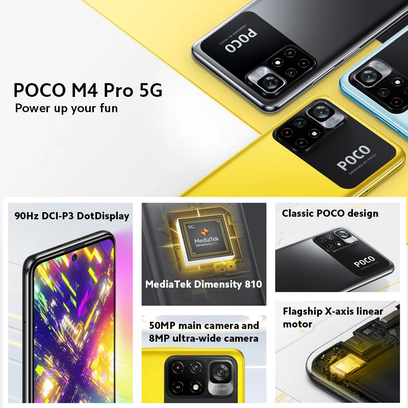 Смартфон глобальная версия POCO M4 Pro 4 Гб 64 Гб/6 ГБ 128 MTK Dimensity 810 дюймов 90 Гц 6 DotDisplay 33 Вт