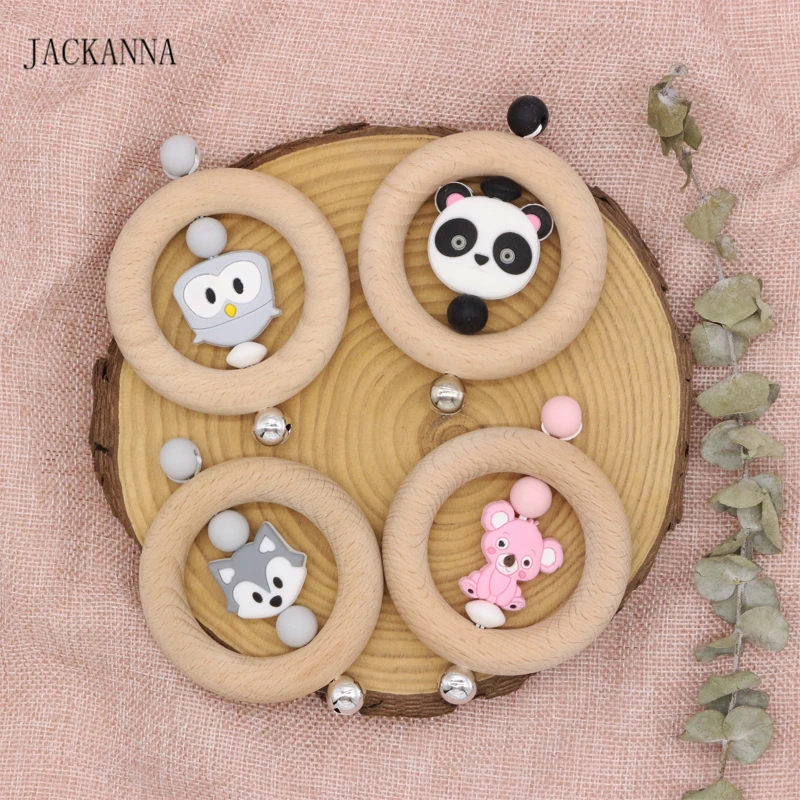 Погремушка из Букового дерева грызунок животные силиконовые бусины погремушка