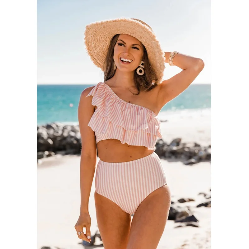 

LUCKYFRIDAYF Black Sexy Striped High Waist Push Up Women Bikinis Maillot De Bain Femme Stroje Kapielowe Damskie Swimsuit S-XL