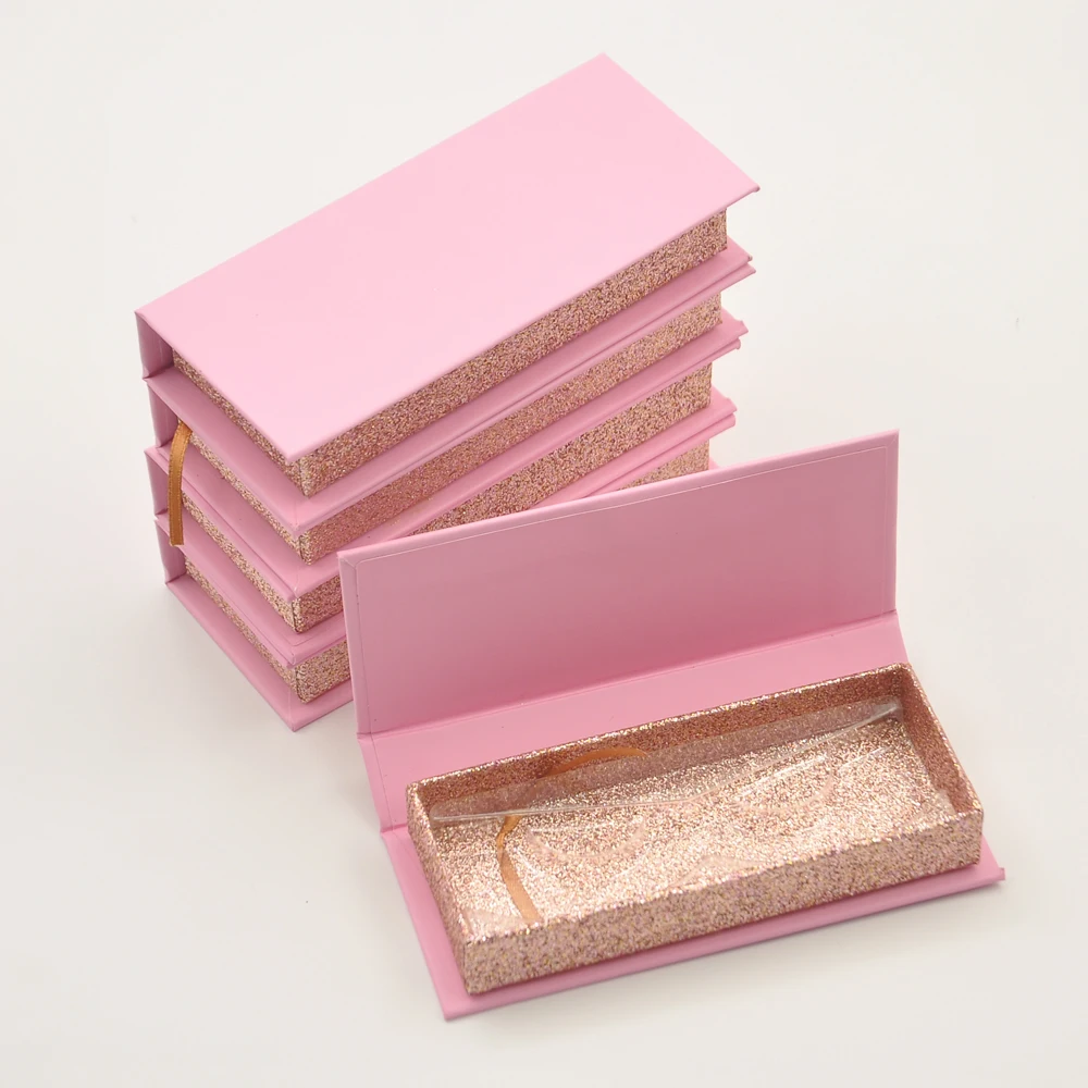 

Wholesale Lash Boxes Eyelash Packaging Box Custom Mink Eyelashes Package Magnetic Rectangle Pink Storage Case Gift Bulk Vendor