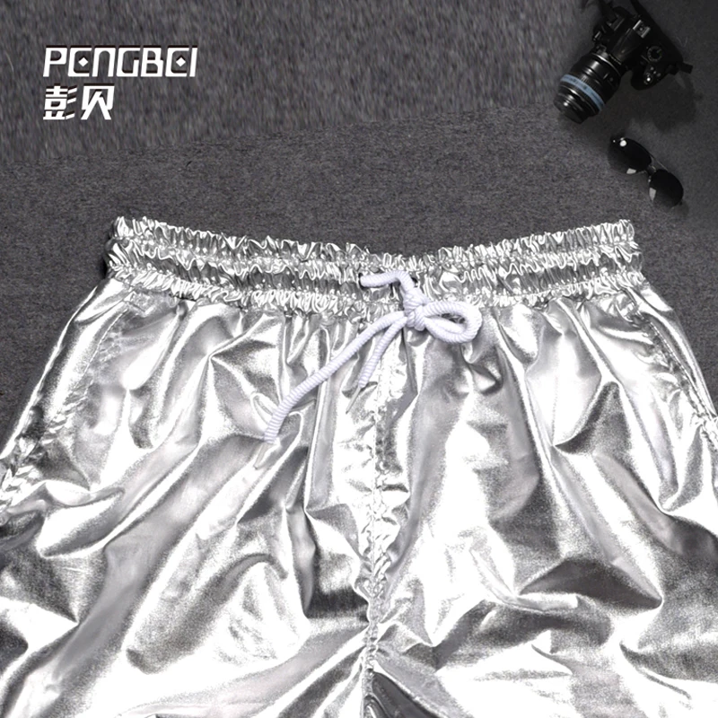 

Bright Silver Pants Men Cool Hip Hop Casual Jogger Men Pants High Quality Sweatpants Elastic Waist Ankle Trousers