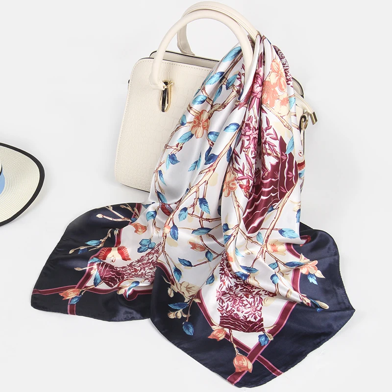 Женский модный квадратный шарф платок Шелковый Атласный шейный для женщин